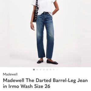 Madewell The Darted Barrel-leg Jean in Irmo wash size 26- EUC